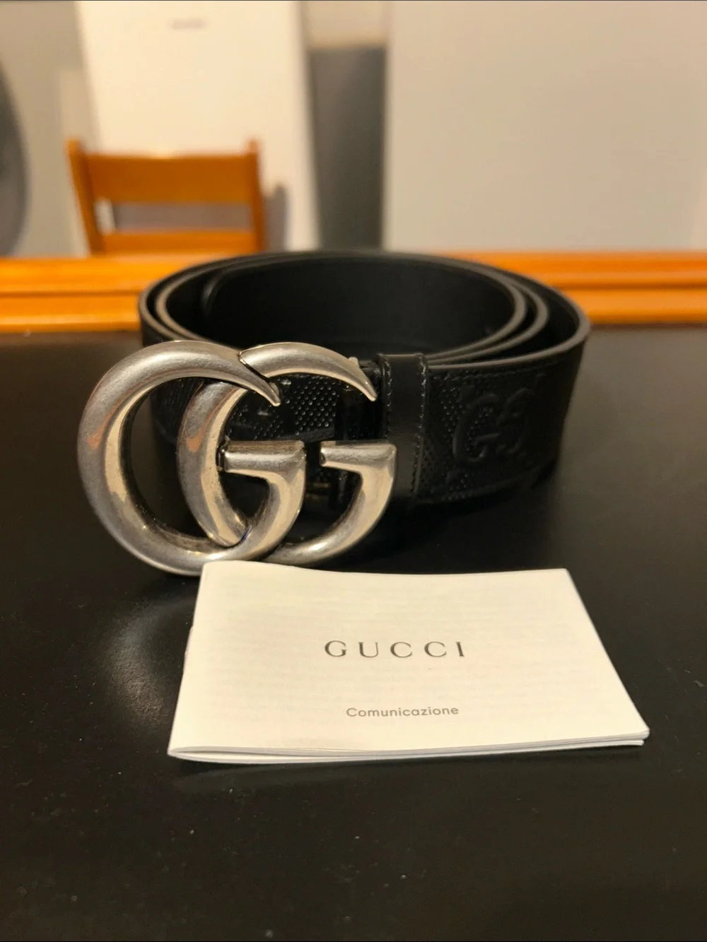 Gucci Black Leather Double G Buckle Belt (Size 38) NEVER WORN - Picture 1 of 6